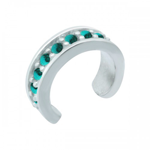 עגיל ללא חור קליפ מכסף וקריסטלים טורקיז
