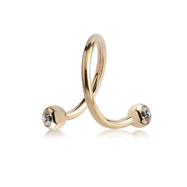 הליקס / טבור ספירלה מזהב - כדורים וקריסטל - 8 מ"מ