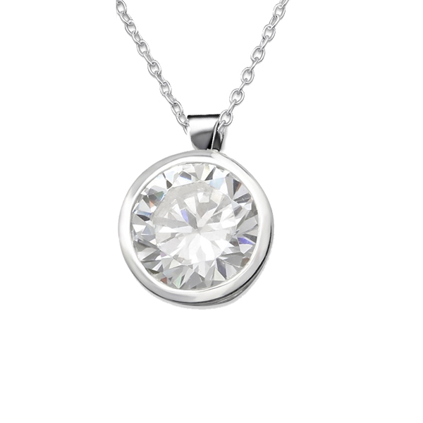 שרשרת מכסף - זרקון עגול משובץ