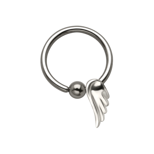 עגיל טבעת לחץ הליקס / טראגוס - כנף מכסף