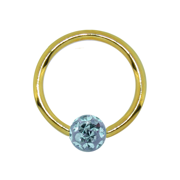 טבעת לחץ מציפוי זהב פירסינג הליקס / טראגוס - קריסטלים תכלת