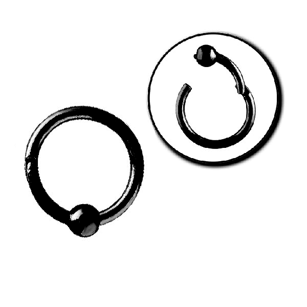 עגיל טבעת קליקר וכדור שחור