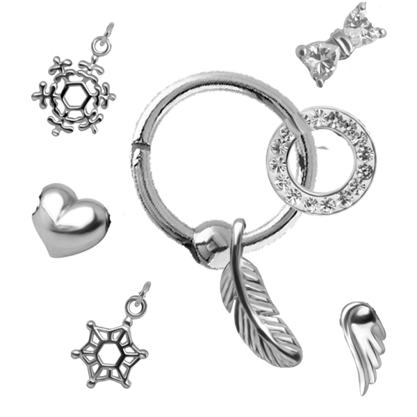 עגיל טבעת קליקר כדור מסרג'יקל סטיל ומוטיב לבחירה