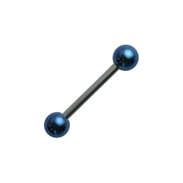 עגיל פירסינג בלשון - כדורים כחולים 6 מ"מ