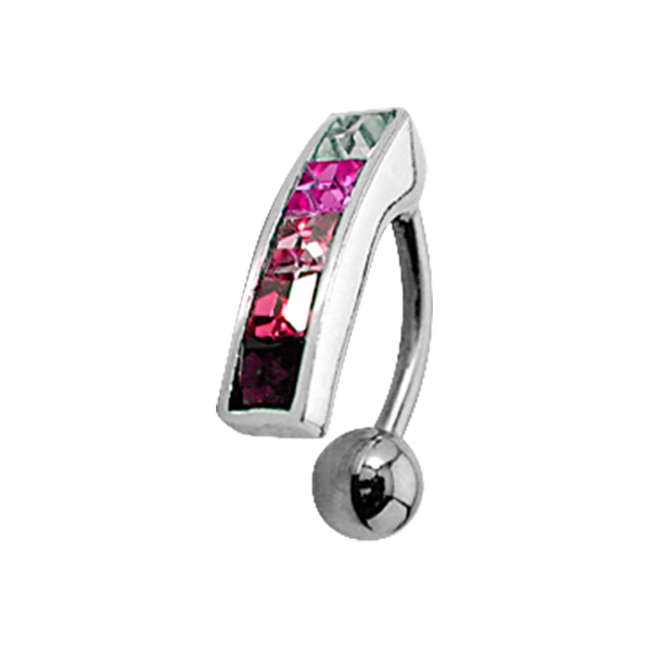 עגיל פירסינג בטבור - קריסטלים מיקס ורוד