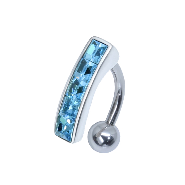 עגיל עגיל פירסינג בטבור - קריסטלים תכלת