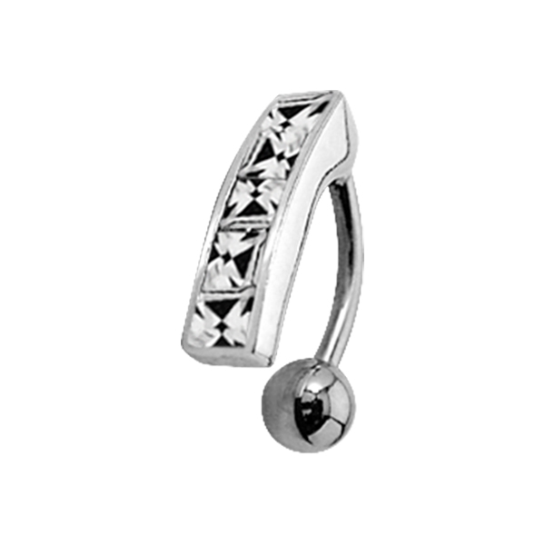 עגיל פירסינג בטבור - קריסטלים לבנים