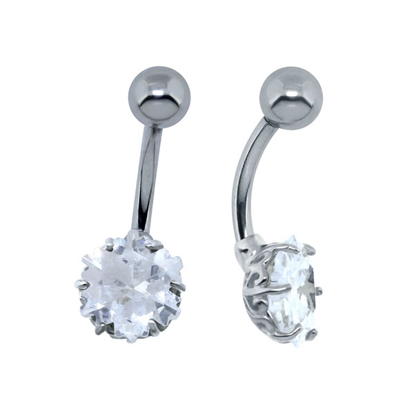 עגיל פירסינג בטבור - פתית שלג זירקוניה לבן