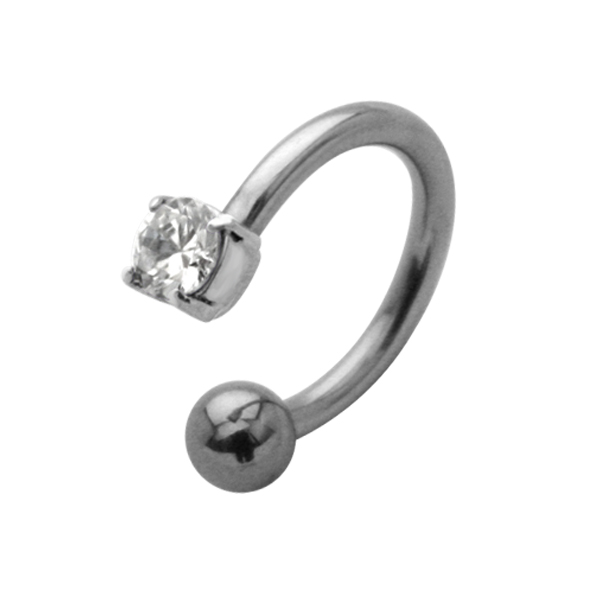 עגיל פירסינג בטבור - טבעת קריסטל לבן