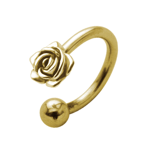 פירסינג בטבור - ציפוי זהב טבעת שושנה