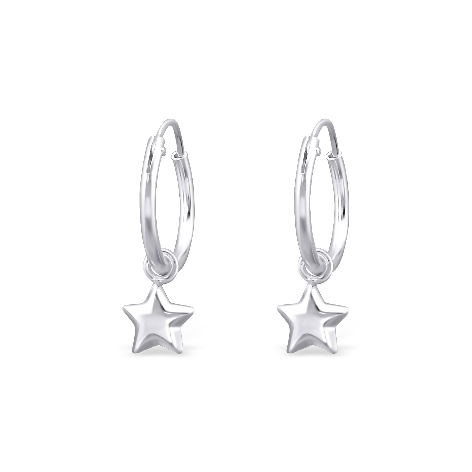 עגילי חישוק - מכסף 10 מ"מ כוכב