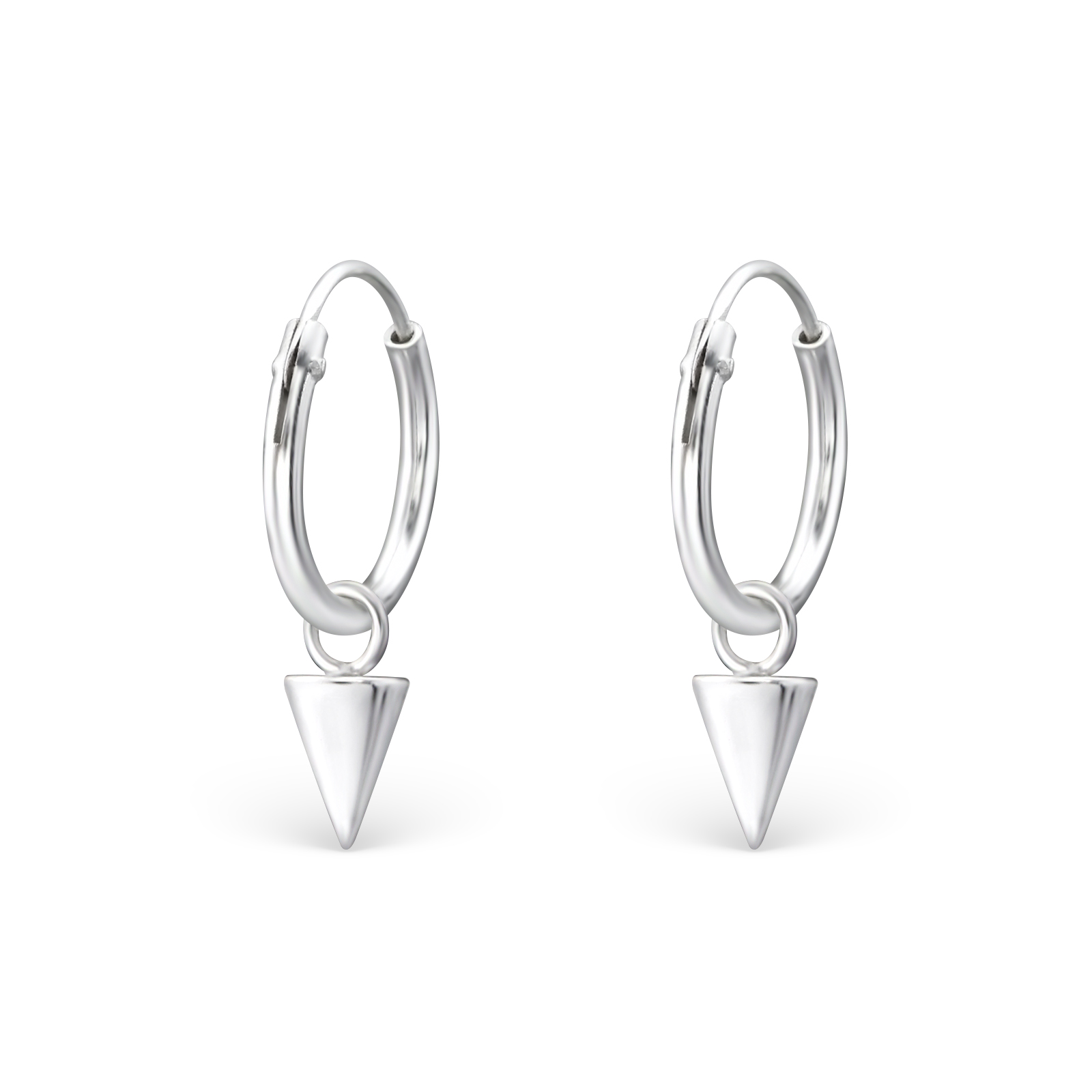 עגילי חישוק - מכסף 10 ממ קונוס