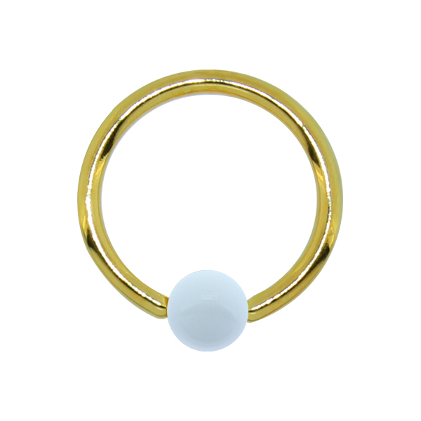 טבעת לחץ מציפוי זהב פירסינג הליקס / טראגוס - אמייל לבן