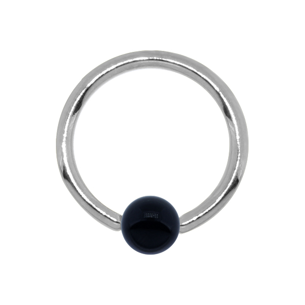 עגיל טבעת לחץ פירסינג הליקס / טראגוס - אמייל שחור