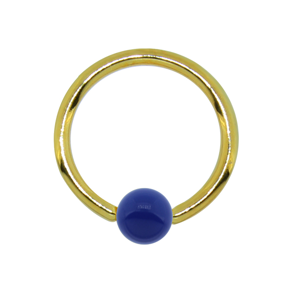 עגיל טבעת לחץ מציפוי זהב פירסינג הליקס / טראגוס - אמייל כחול כהה