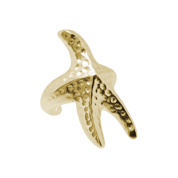 עגיל ללא חור קליפ מכסף וציפוי זהב כוכב ים