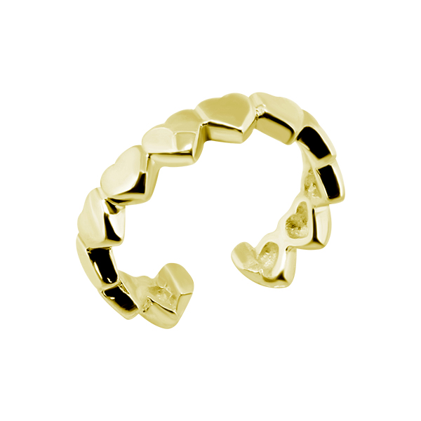 עגיל ללא חור קליפ מכסף וציפוי זהב לבבות