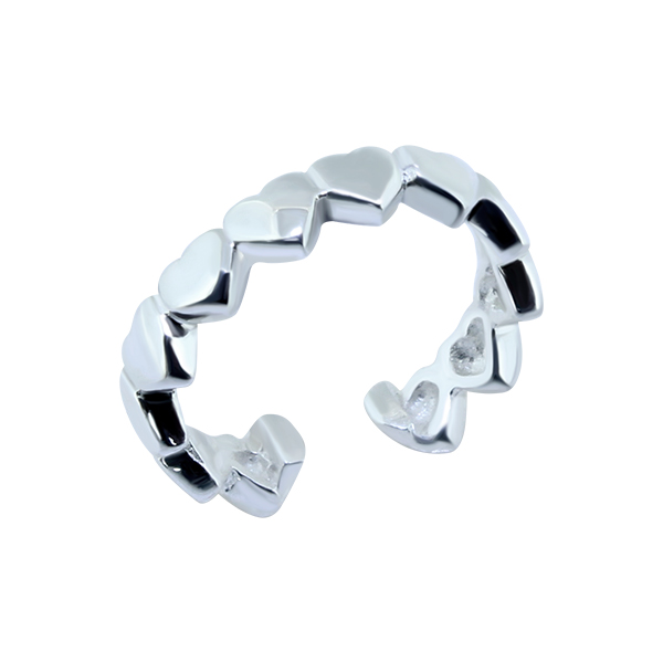 עגיל ללא חור קליפ מכסף לבבות