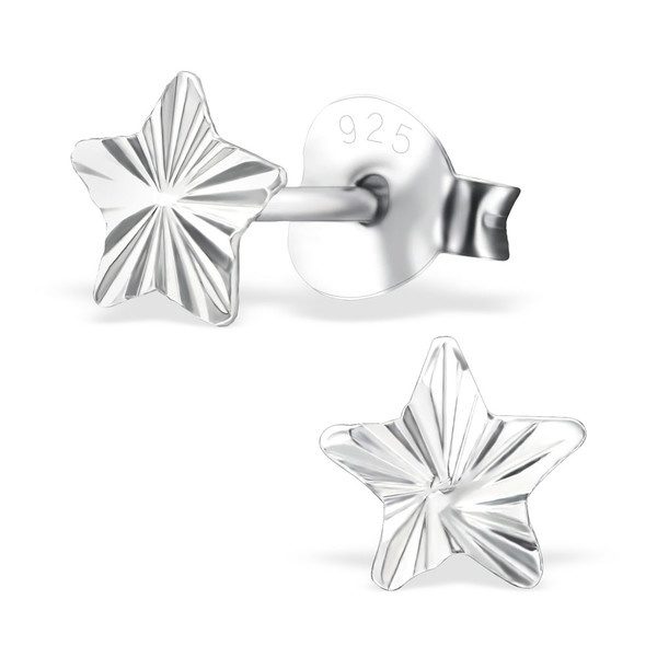 עגילים צמודים מכסף - כוכב