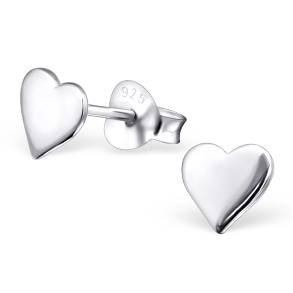 עגילים צמודים מכסף - לב