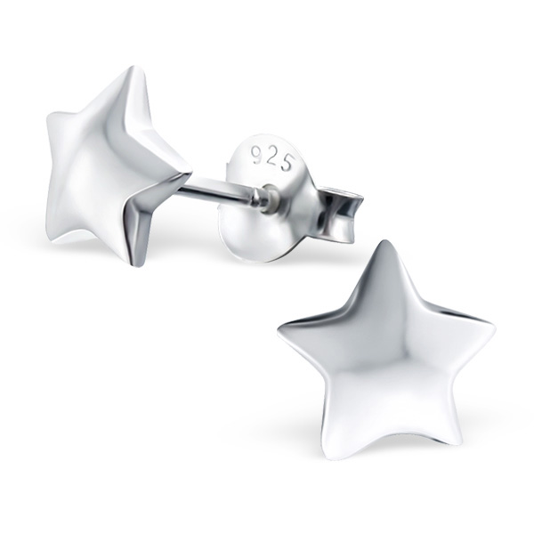 עגילים צמודים מכסף - כוכב