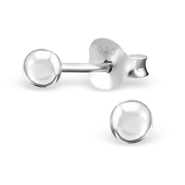 עגילים צמודים - כדור כסף 3 מ"מ