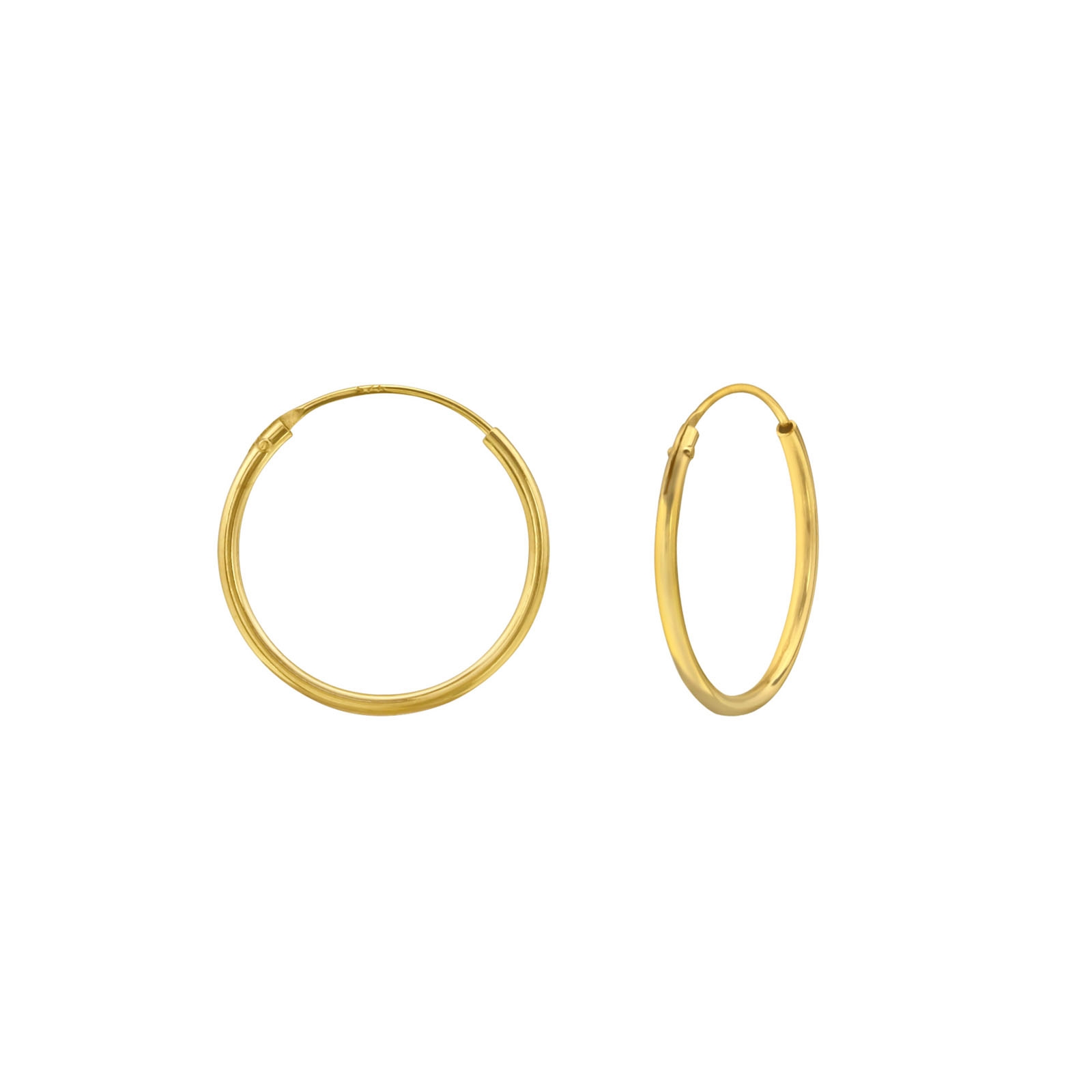 עגילי חישוק - מכסף בציפוי זהב 15 מ"מ