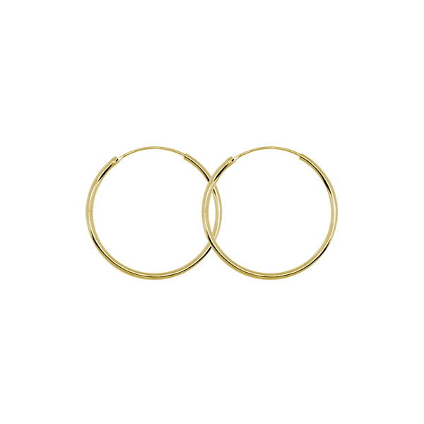 עגילי חישוק - מכסף בציפוי זהב 1.6 * 25 מ"מ