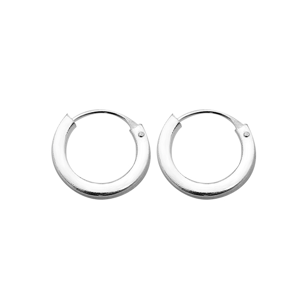 עגילי חישוק מכסף – קוטר חיצוני 12 ממ מרובעים חלקים