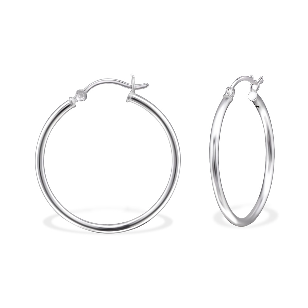 עגילי חישוק צ'אנקי מכסף 25 מ"מ