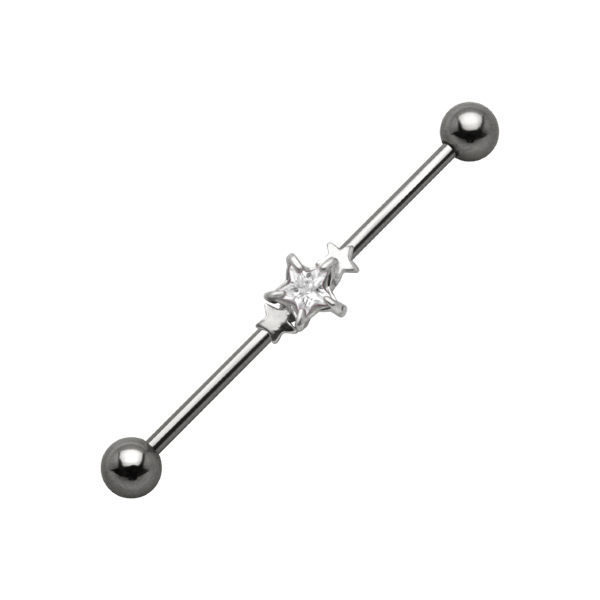 עגיל אינדסטריאל -  כוכב קריסטל לבן