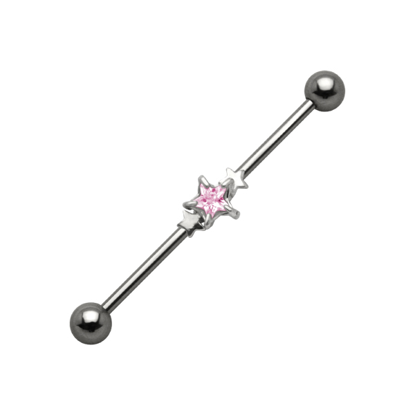 עגיל אינדסטריאל -  כוכב קריסטל ורוד