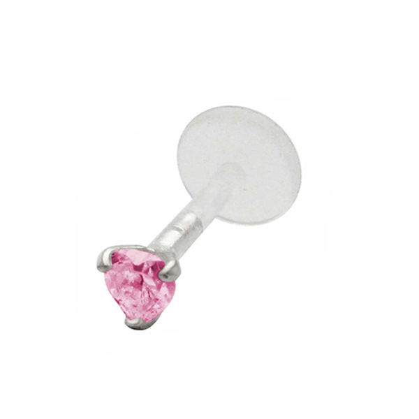 עגיל טראגוס / מונרו / לברט - קריסטל לב ורוד