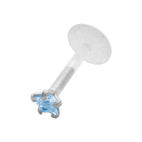 עגיל טראגוס / מונרו / לברט - קריסטל כוכב תכלת