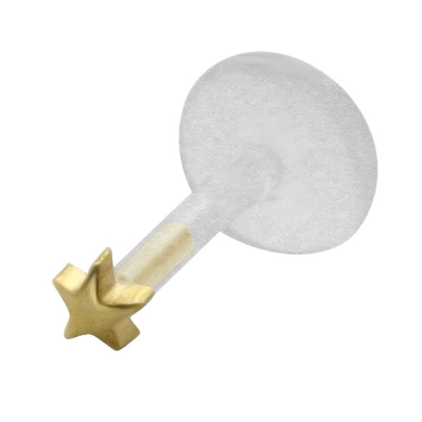 עגיל טראגוס / מונרו / לברט - כסף ציפוי זהב כוכב 2 מ"מ