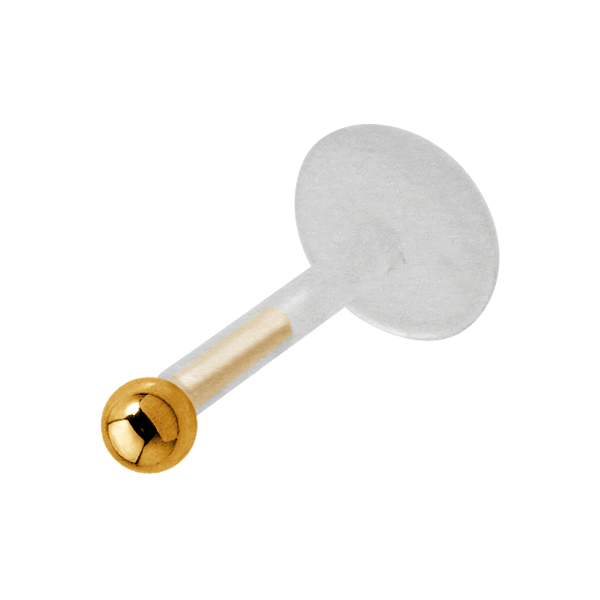 עגיל טראגוס / מונרו / לברט - כסף וציפוי זהב ראש סיכה