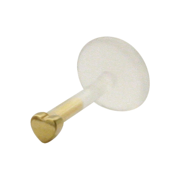 עגיל מונרו / לברט - כסף וציפוי זהב לב קטן