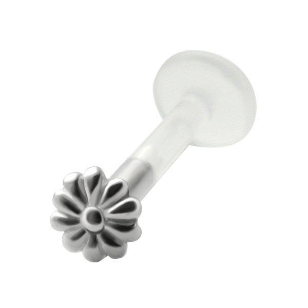 עגיל טראגוס / מונרו / לברט - פרח מכסף