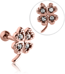 עגיל הליקס - ציפוי זהב רוז עיטור תלתן וקריסטלים