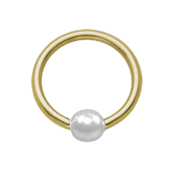 טבעת לחץ הליקס / טראגוס - ציפוי זהב דמוי פנינה לבנה