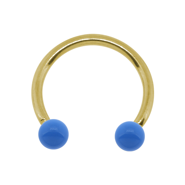 עגיל פרסה מציפוי זהב פירסינג הליקס / טראגוס - אמייל תכלת
