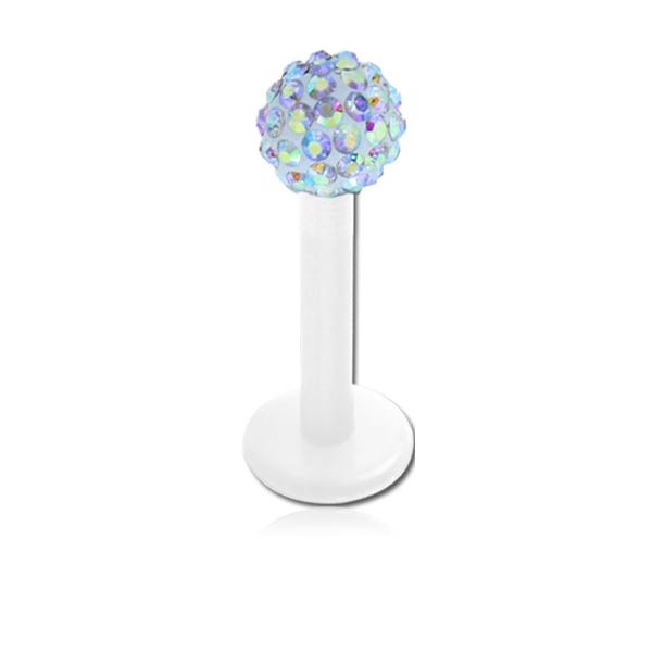 עגיל טראגוס / מונרו / לברט - כדור קריסטלים ריינבו