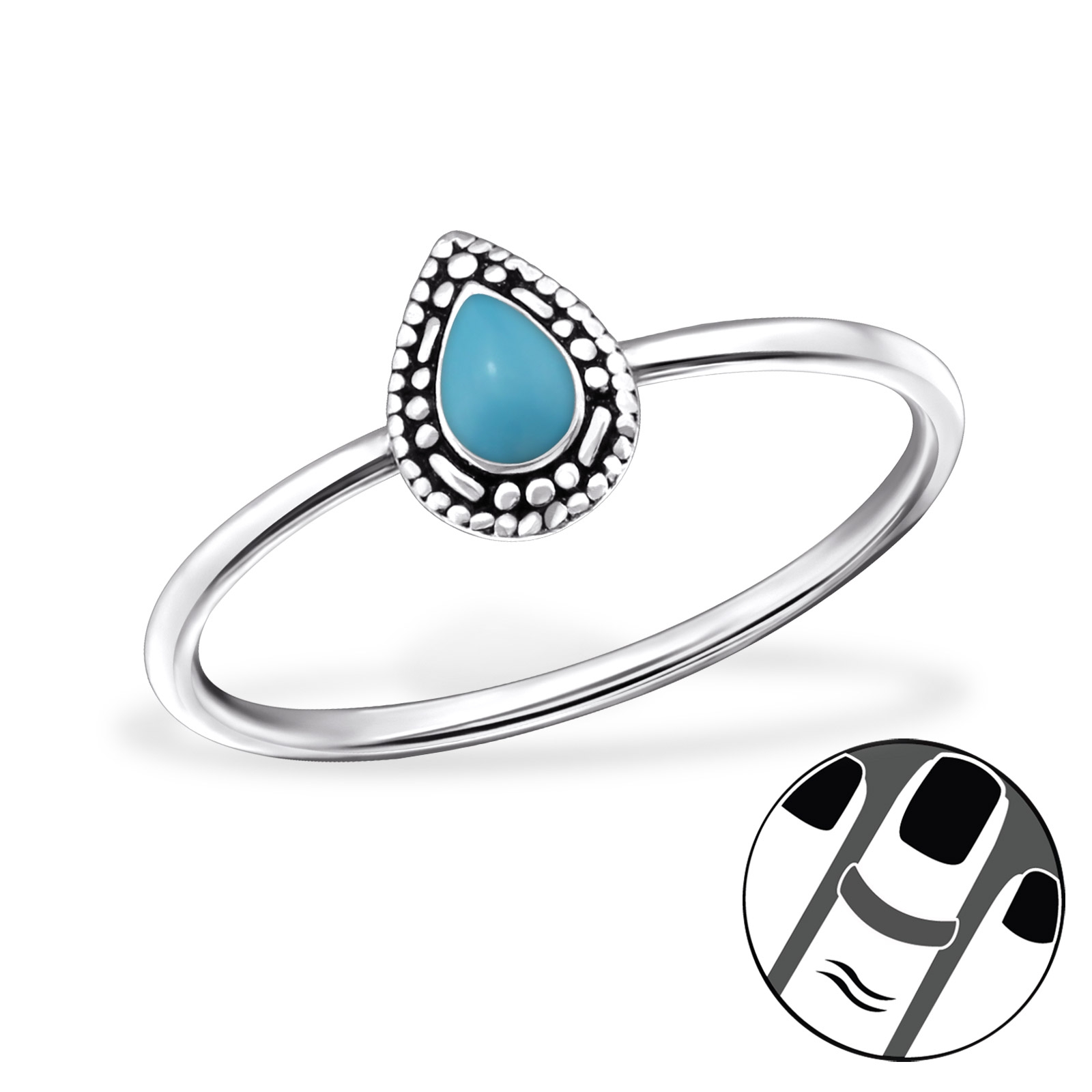 טבעת חצי - טיפה טורקיז