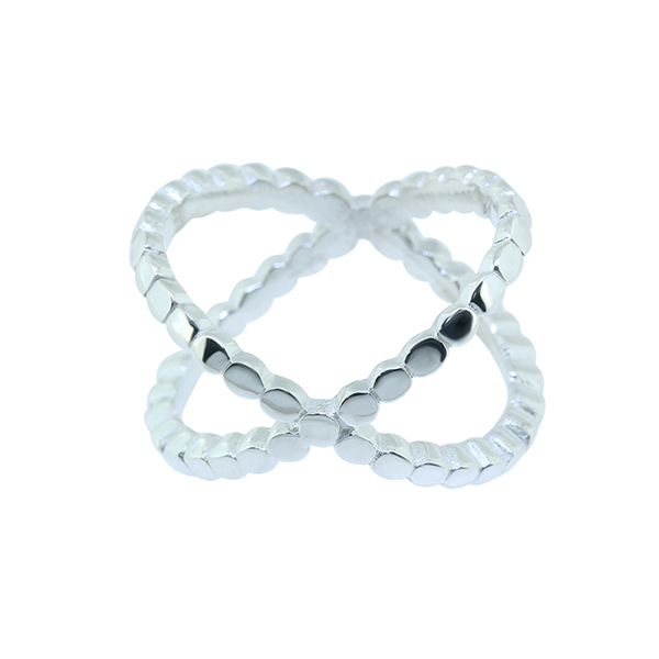 טבעת מכסף - נקודות איקס - מידה 7