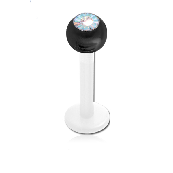 עגיל טראגוס / מונרו / לברט - כדור שחור קריסטל ריינבו