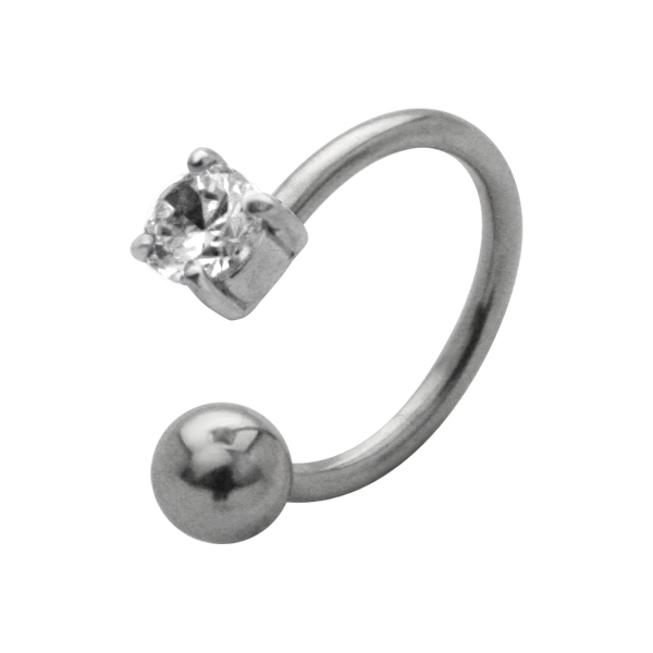 עגיל טבור - טבעת קריסטל לבן