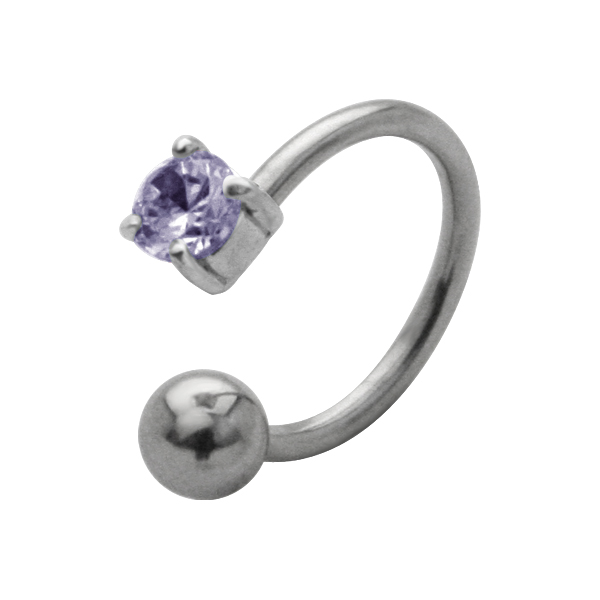 עגיל טבור - טבעת קריסטל לבנדר