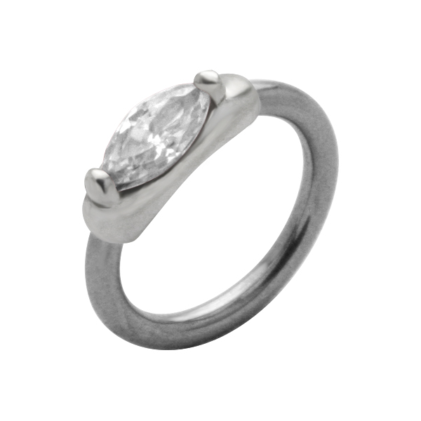 עגיל סיידליפ - טבעת קריסטל לבן