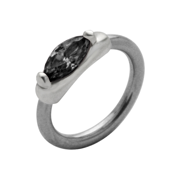 עגיל סיידליפ - טבעת קריסטל שחור