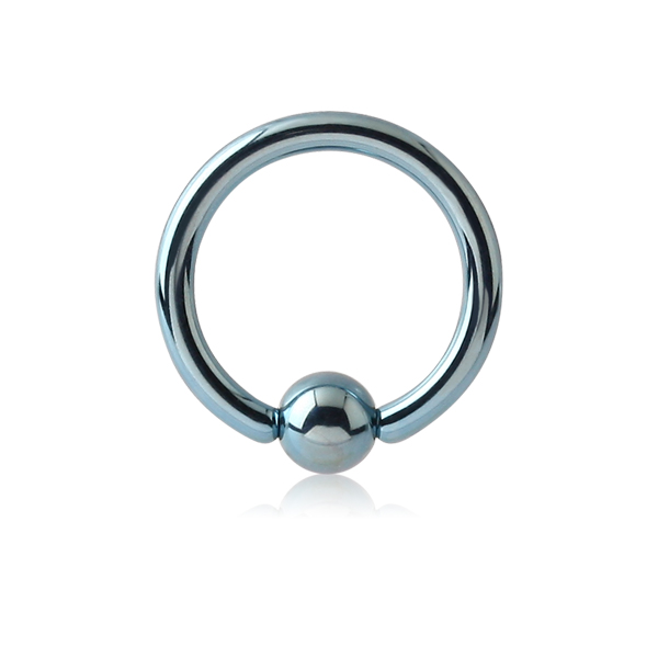 עגיל טבעת לחץ הליקס / טראגוס מטיטניום תכלת 1*6 מ"מ